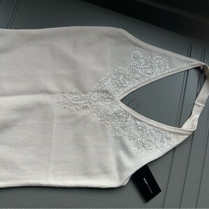 BCBGMaxAzria Ivory Lace-Trimmed Top